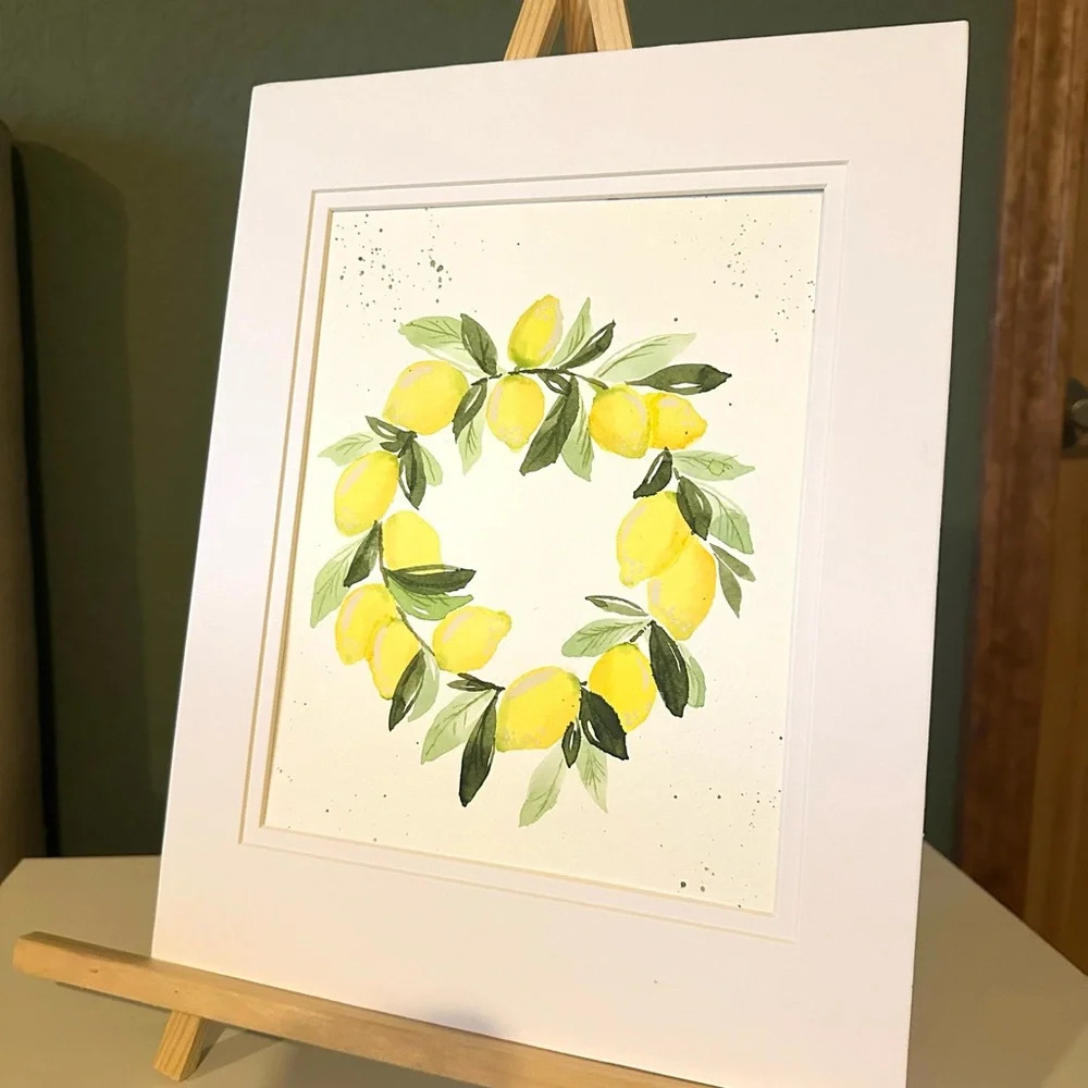 Hand-Made New Watercolor Art Lemon Wreath - Picture 5 of 6